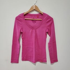 Esprit pink scoop neck ruched pink long sleeve small